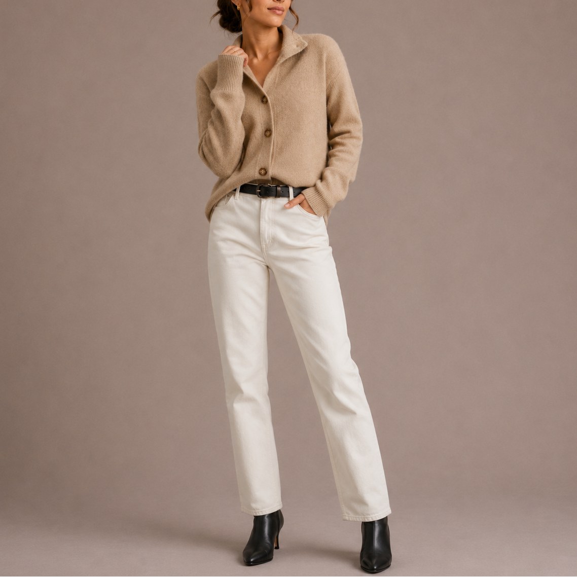 Women's Knit Sweater | Collared Button-Up Relaxed Fit