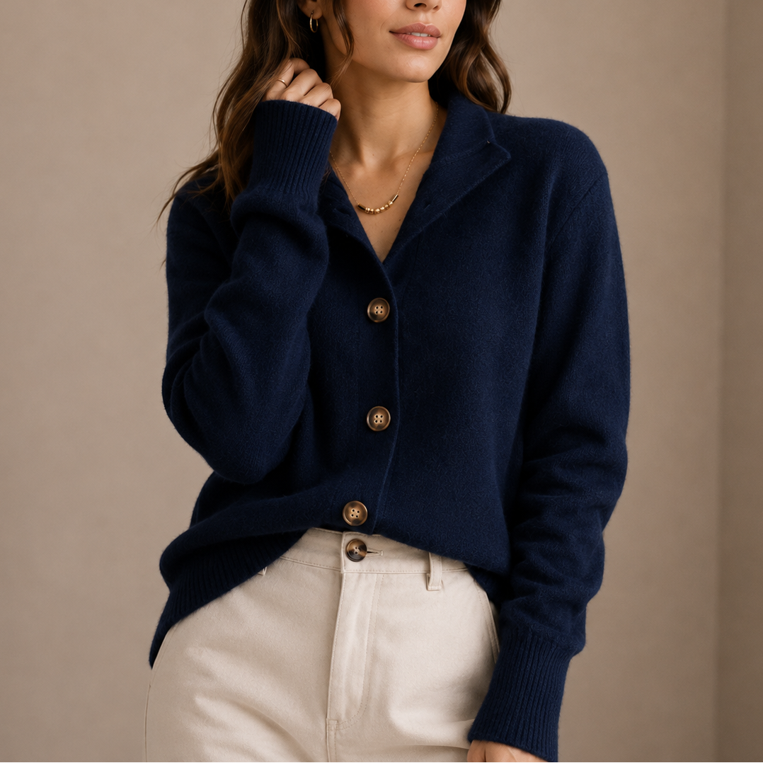 Women's Knit Sweater | Collared Button-Up Relaxed Fit