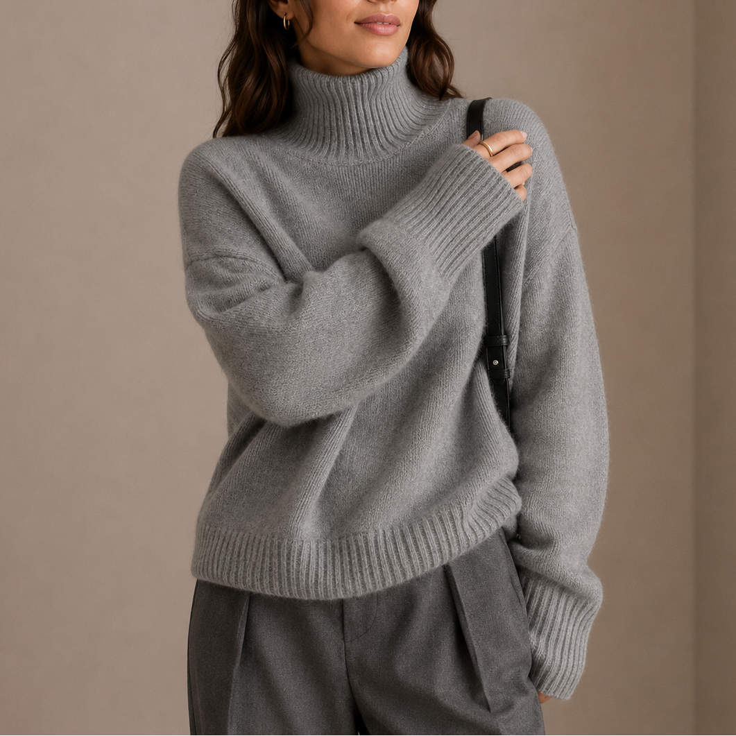 Women's Mock Neck Sweater | Turtleneck Oversized Knit Long Sleeves