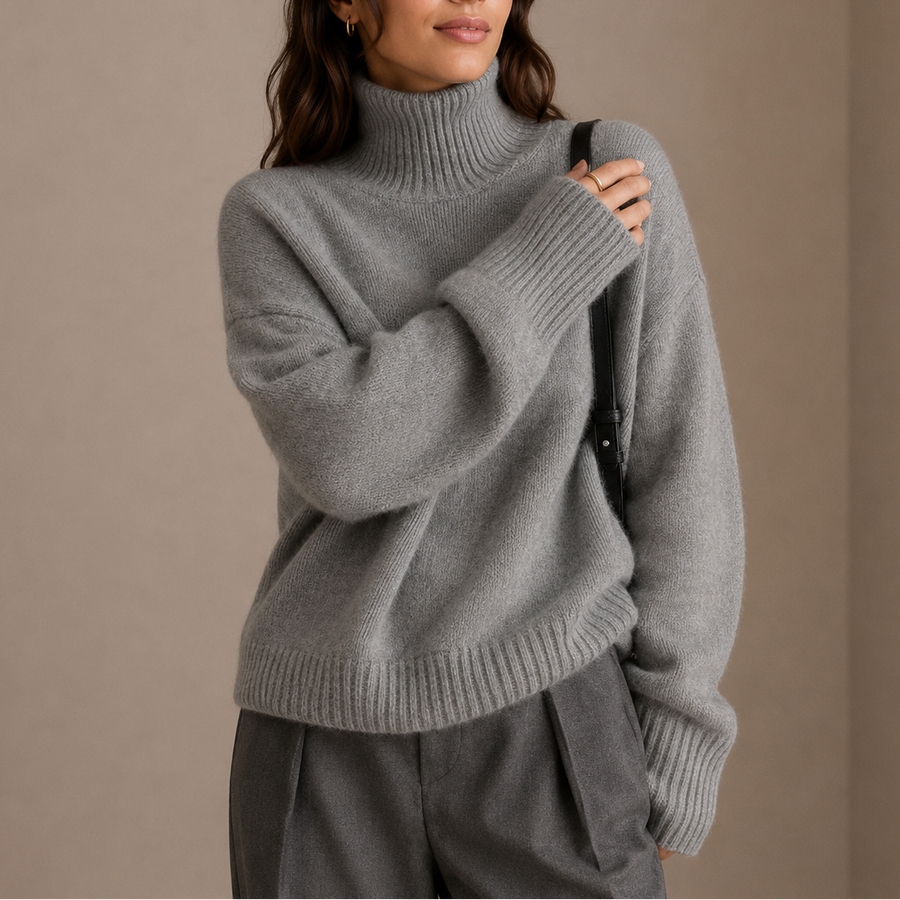Women's Mock Neck Sweater | Turtleneck Oversized Knit Long Sleeves