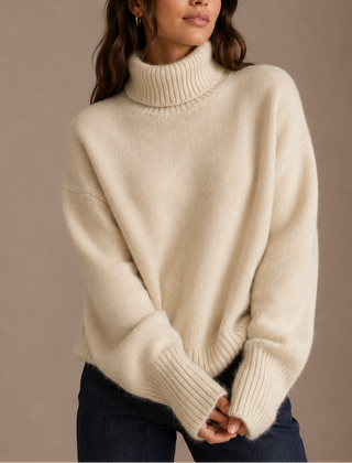 Women's Mock Neck Sweater | Turtleneck Oversized Knit Long Sleeves