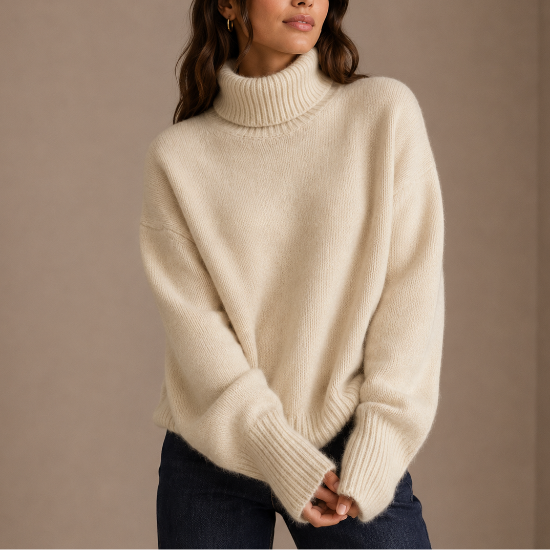 Women's Mock Neck Sweater | Turtleneck Oversized Knit Long Sleeves