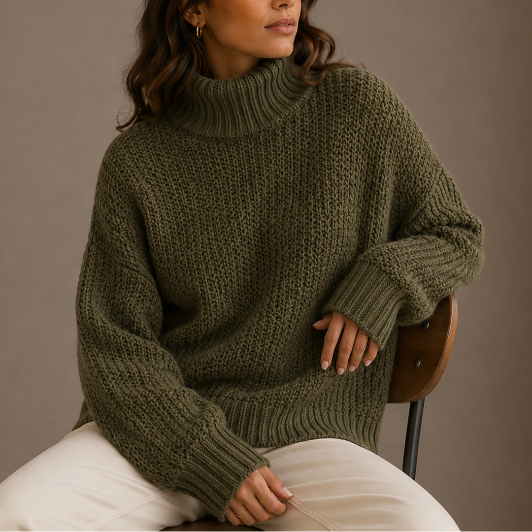 Women's Turtleneck | Oversized Chunky Knit Relaxed Fit