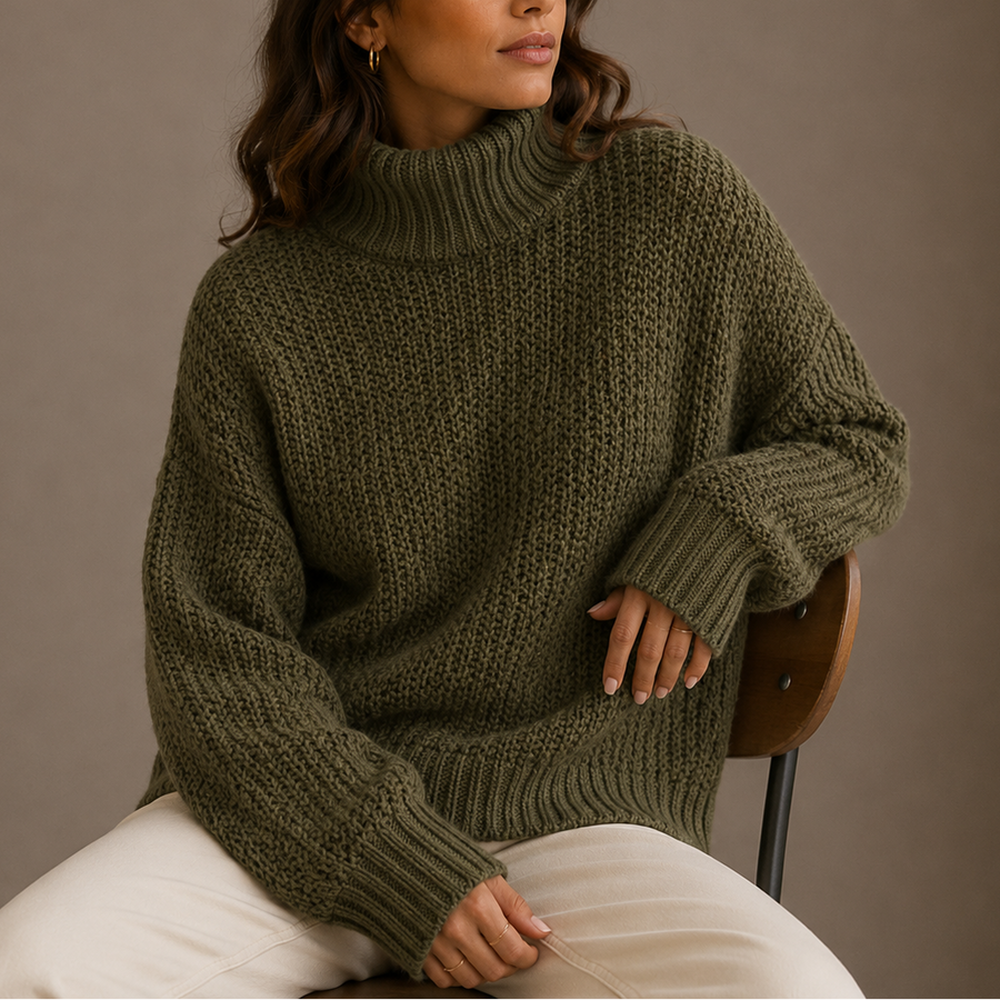 Women's Turtleneck | Oversized Chunky Knit Relaxed Fit