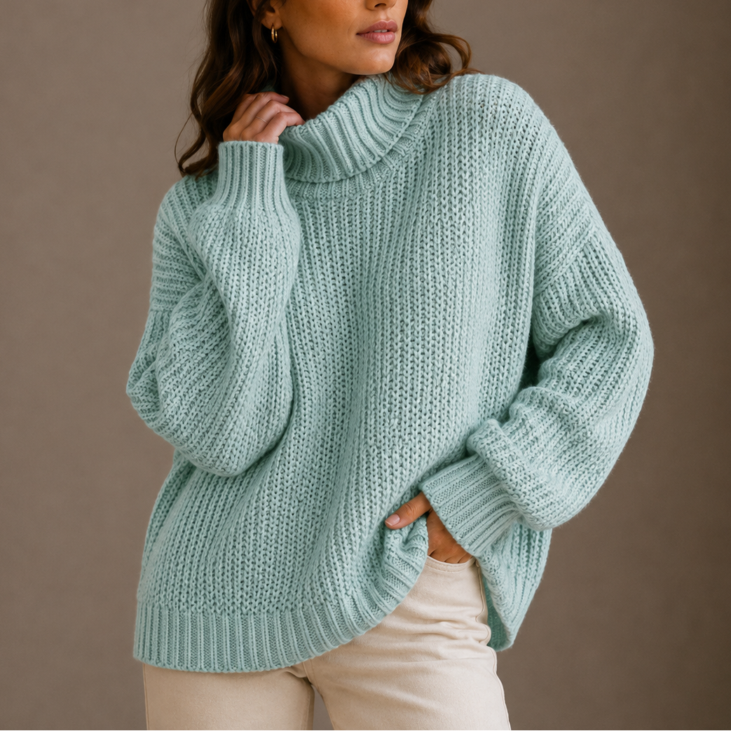 Women's Turtleneck | Oversized Chunky Knit Relaxed Fit