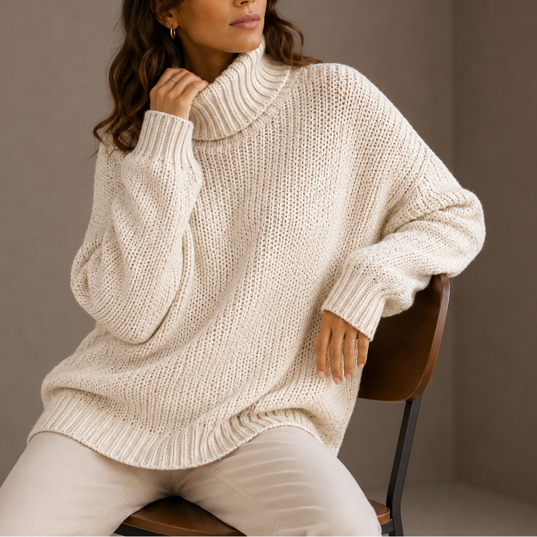 Women's Turtleneck | Oversized Chunky Knit Relaxed Fit