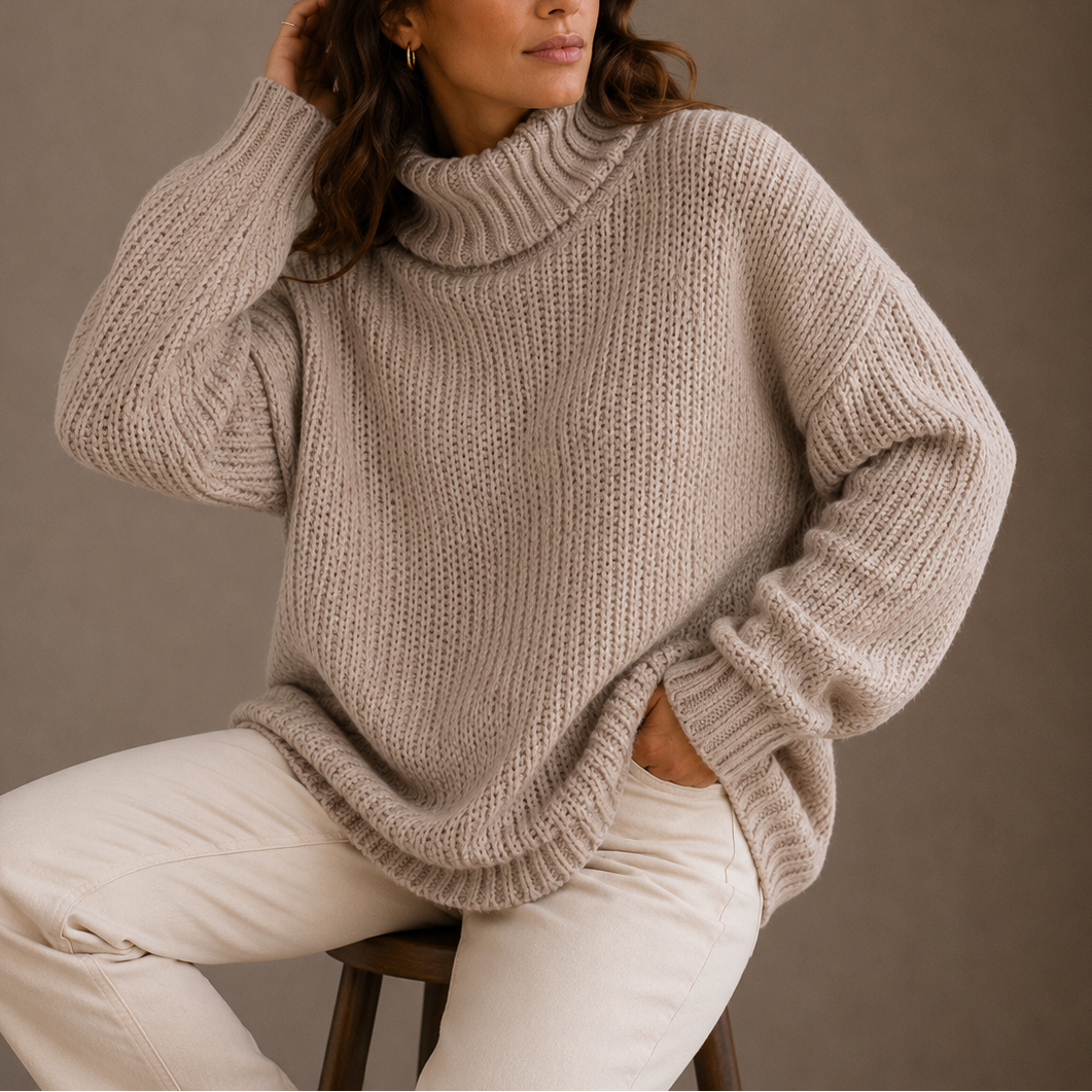 Women's Turtleneck | Oversized Chunky Knit Relaxed Fit