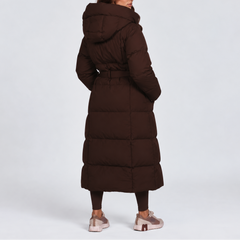 Women's Puffer Jacket | Maxi Hooded Belted Quilted