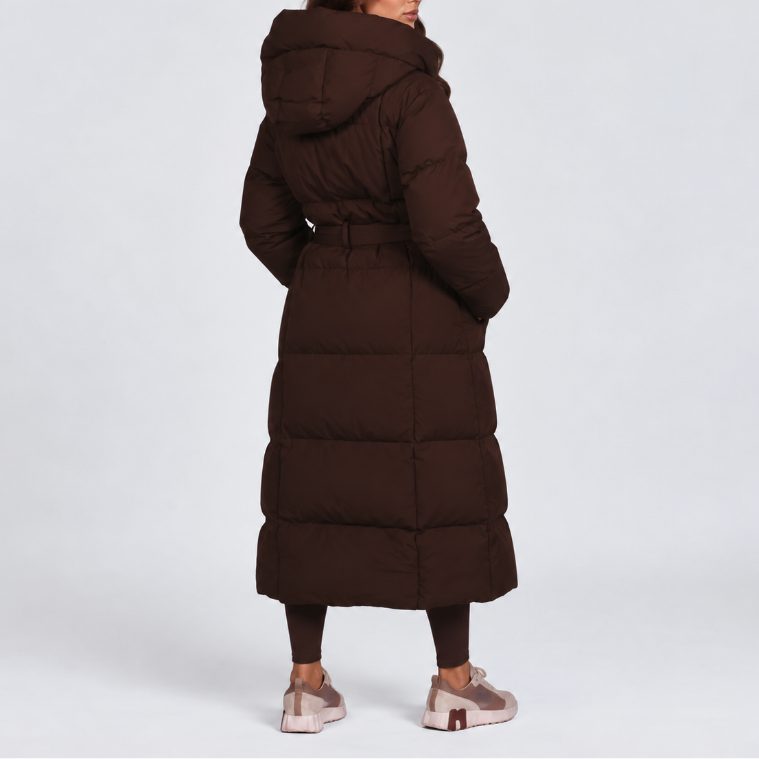 Women's Puffer Jacket | Maxi Hooded Belted Quilted