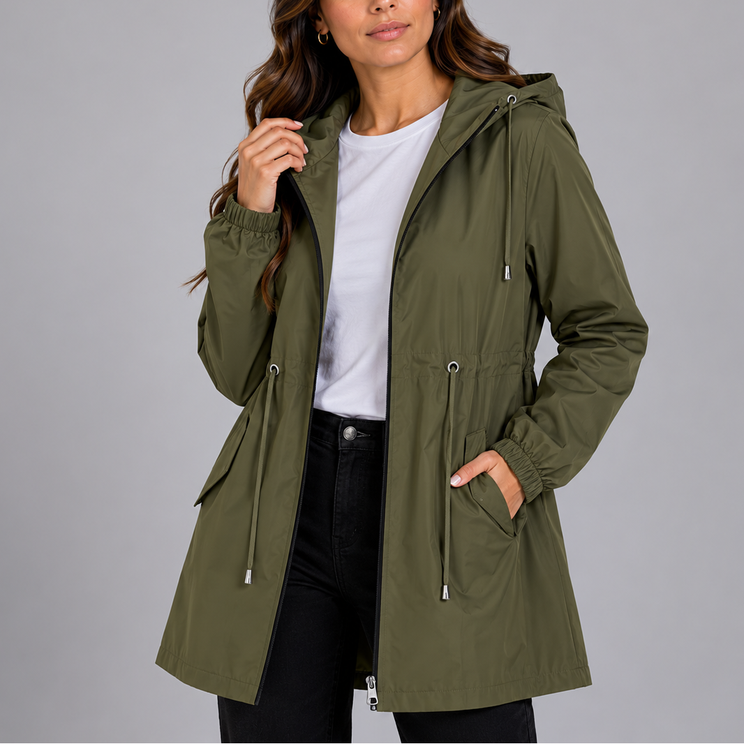 Women's Overcoat | Hooded Waterproof Zip Closure