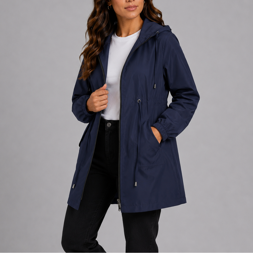 Women's Overcoat | Hooded Waterproof Zip Closure