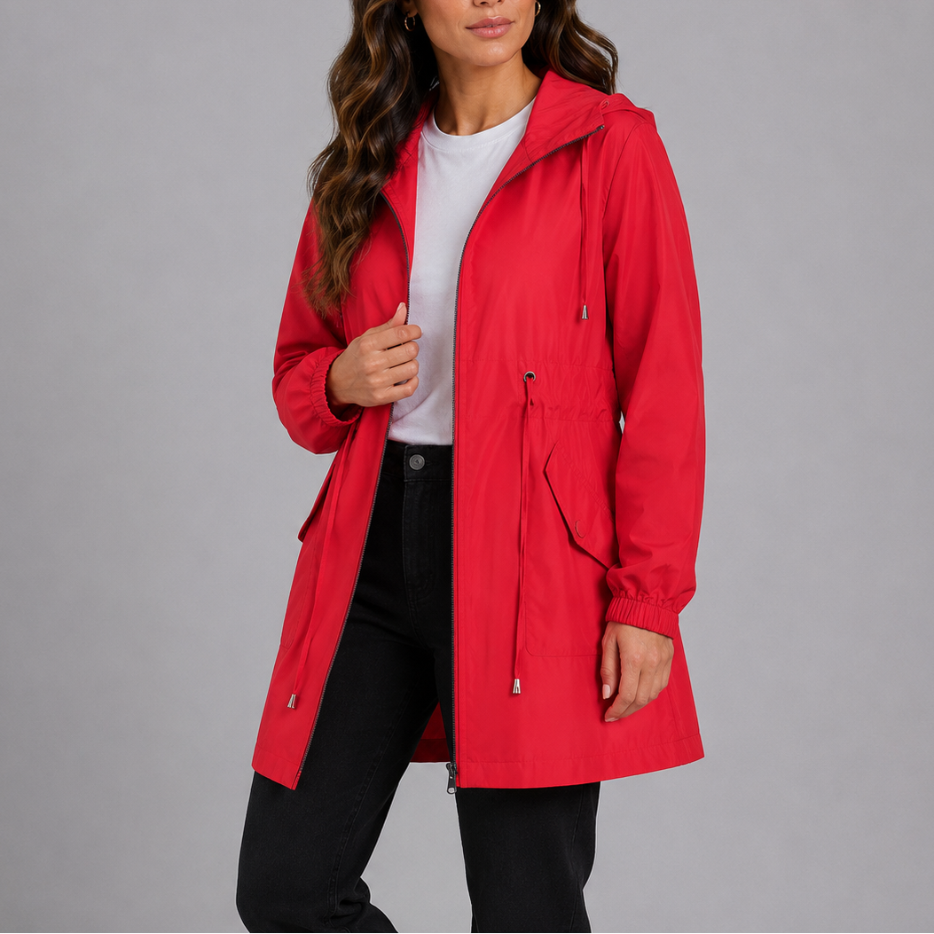 Women's Overcoat | Hooded Waterproof Zip Closure