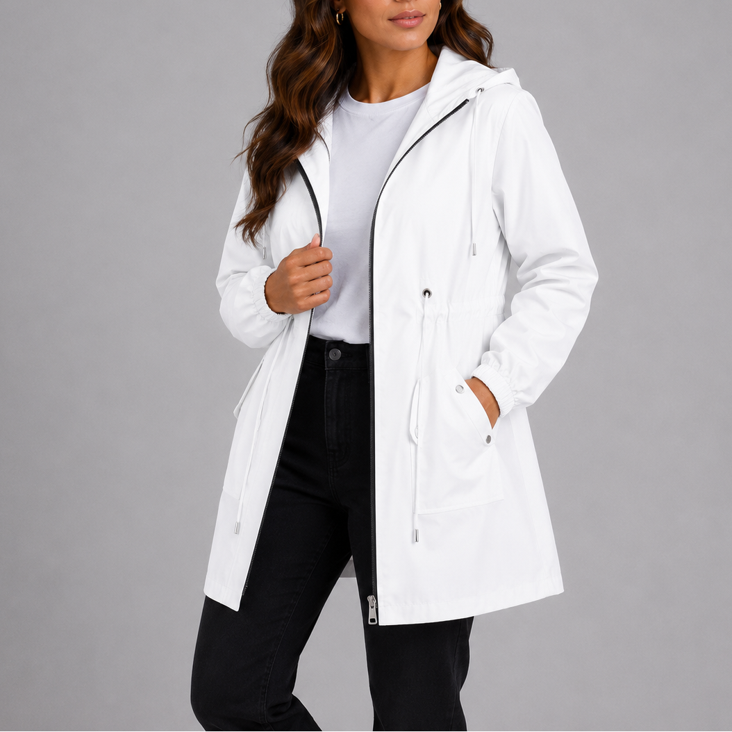 Women's Overcoat | Hooded Waterproof Zip Closure