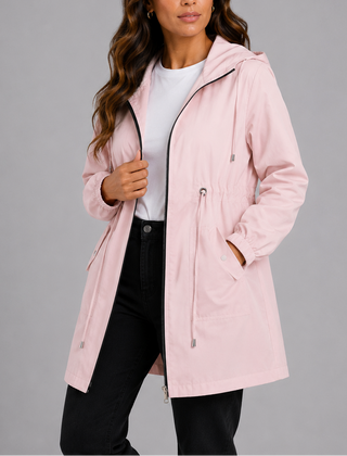 Women's Overcoat | Hooded Waterproof Zip Closure