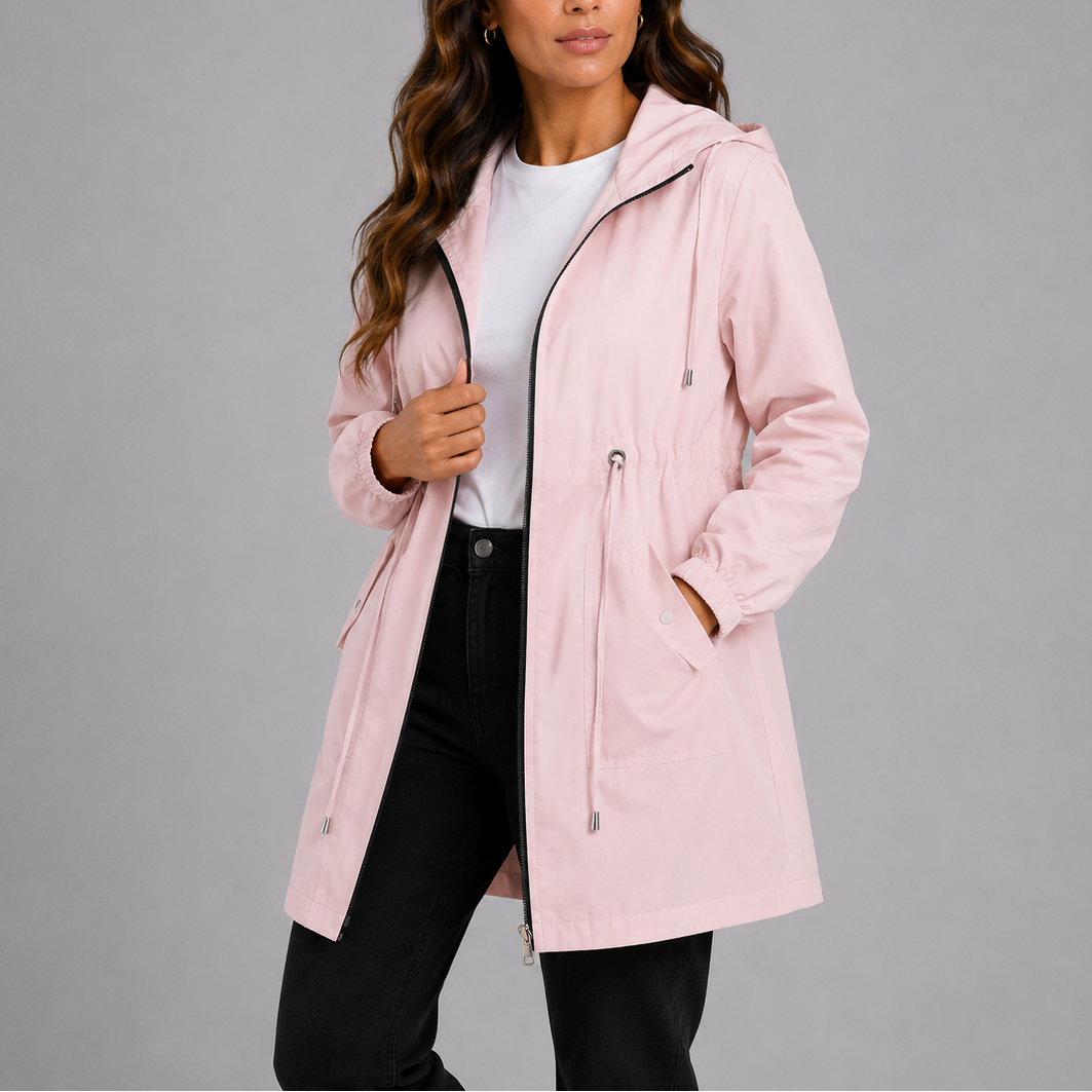 Women's Overcoat | Hooded Waterproof Zip Closure