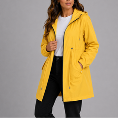 Women's Overcoat | Hooded Waterproof Zip Closure
