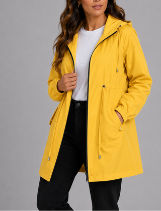 Women's Overcoat | Hooded Waterproof Zip Closure