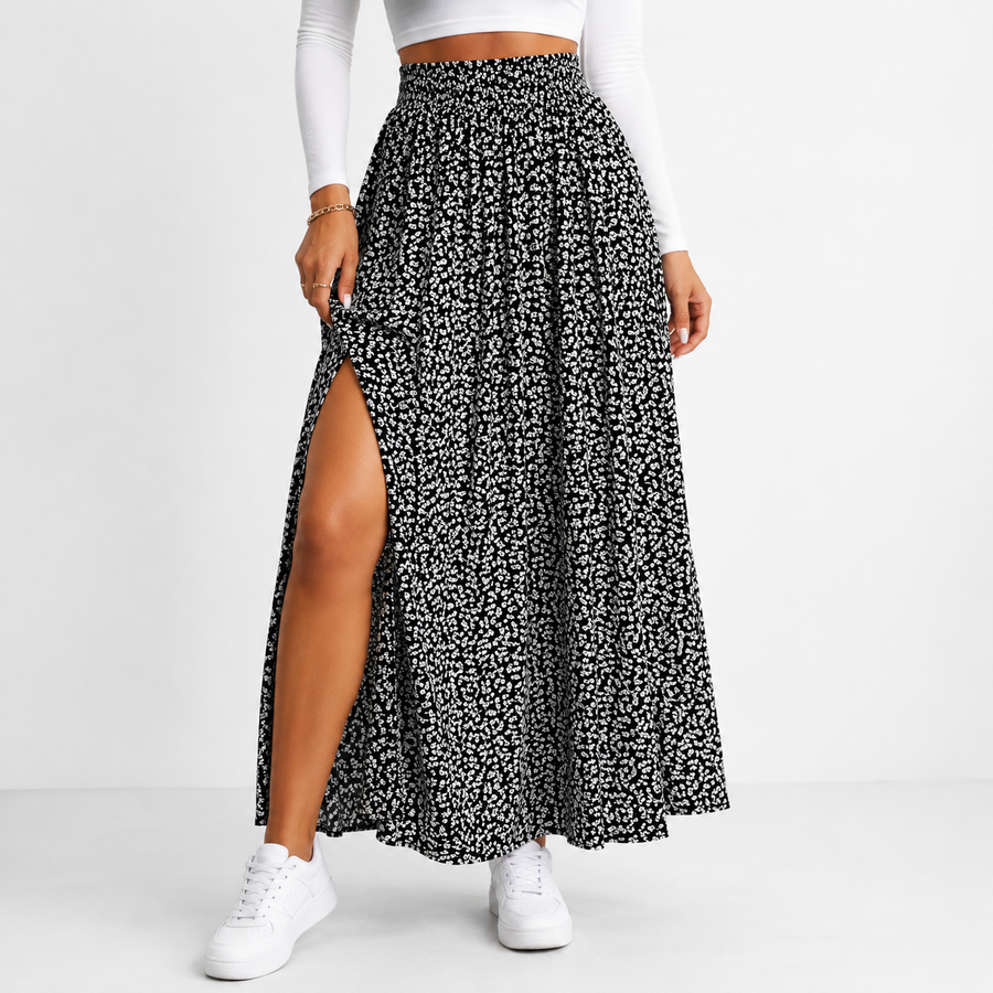 Women's Maxi Skirt | Midi Split Floral Print Relaxed Fit
