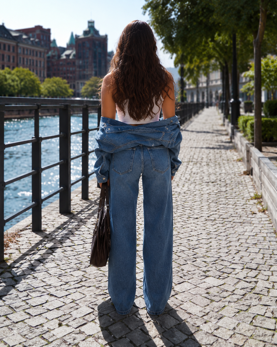 Women's Low Rise Jeans | Wide Leg Relaxed Fit Denim