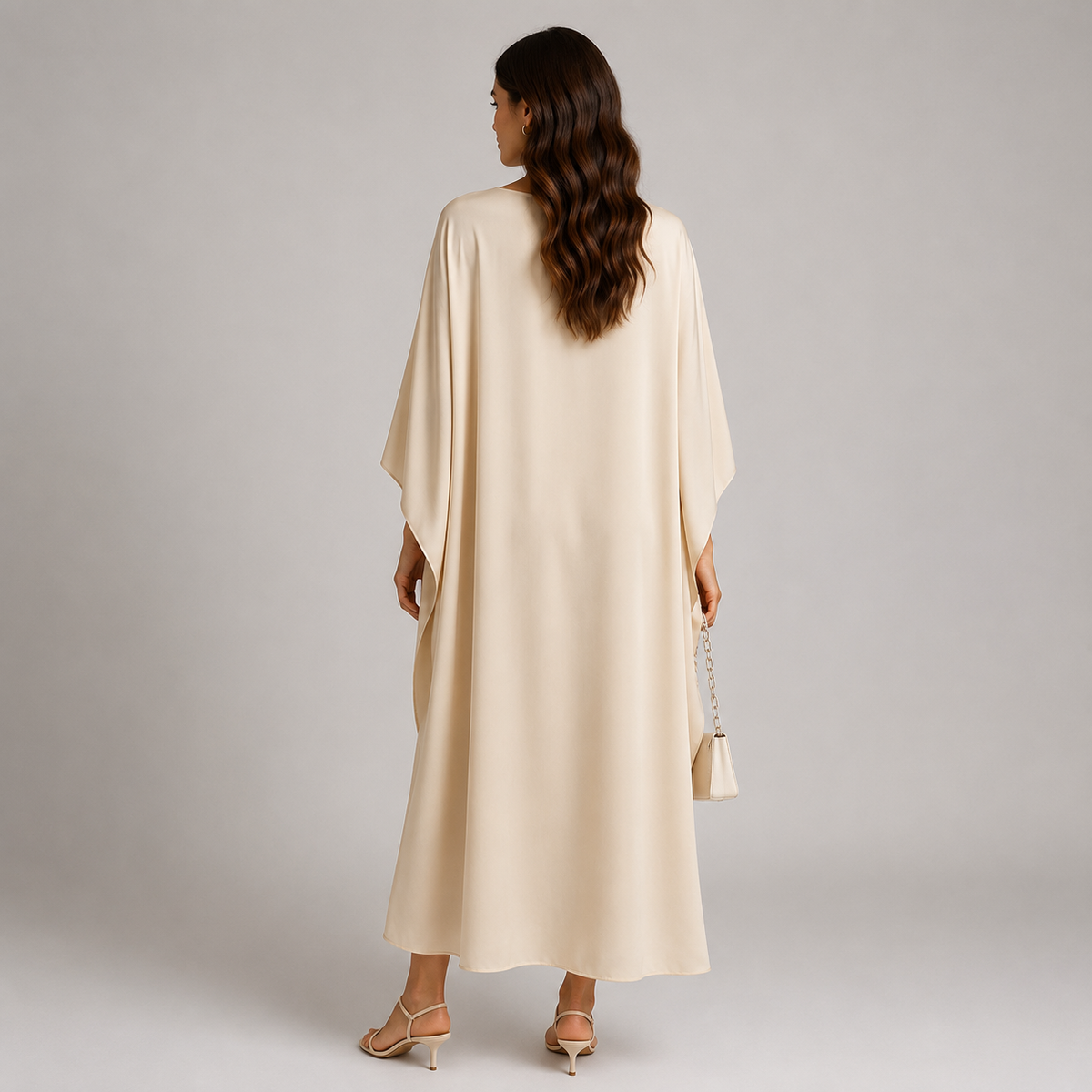 Women's Holiday Dress | Maxi Draped Cape Neckline Floor Length