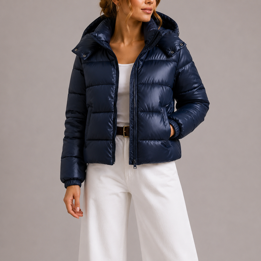 Women's Puffer Jacket | Hooded Quilted Lightweight Zip