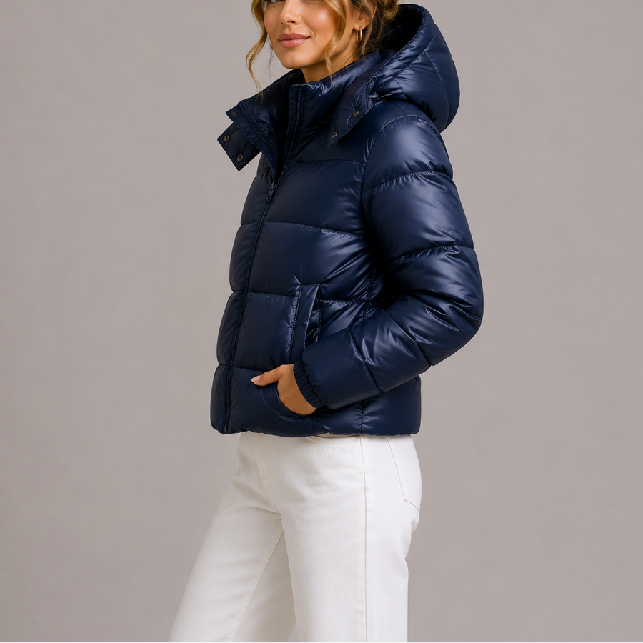 Women's Puffer Jacket | Hooded Quilted Lightweight Zip
