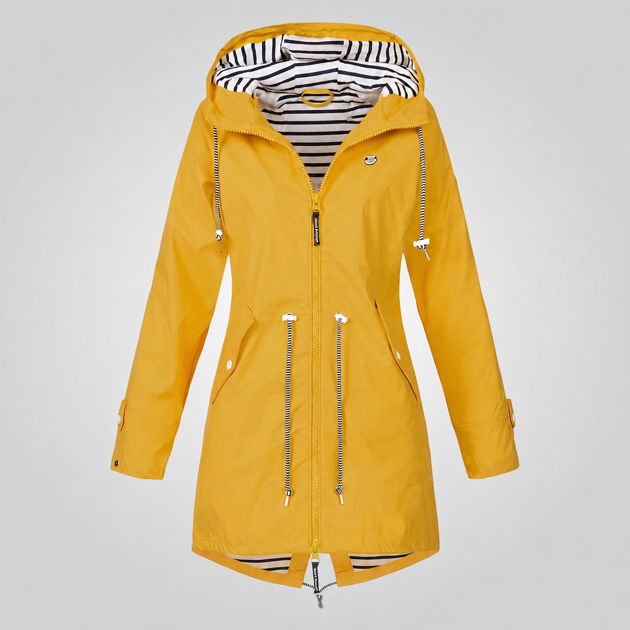 Women's Rain Jacket | Hooded Drawcord Zip Closure Waterproof
