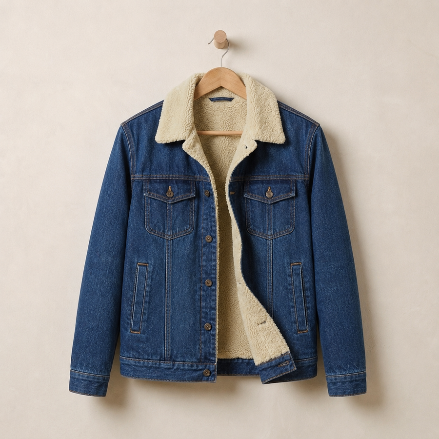 Women's Denim Jacket | Sherpa Collar Button-Front Chest Pockets
