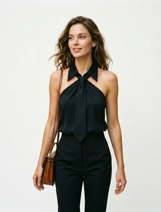 Women's Summer Top | Halter Neck Sleeveless Polyester