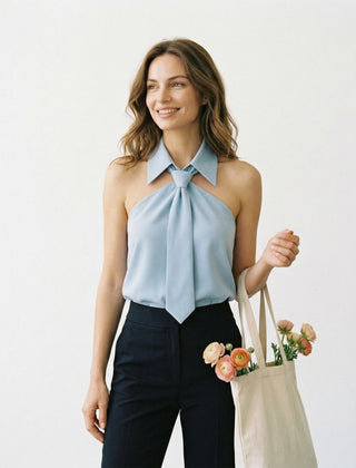 Women's Summer Top | Halter Neck Sleeveless Polyester