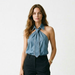 Women's Summer Top | Halter Neck Sleeveless Polyester