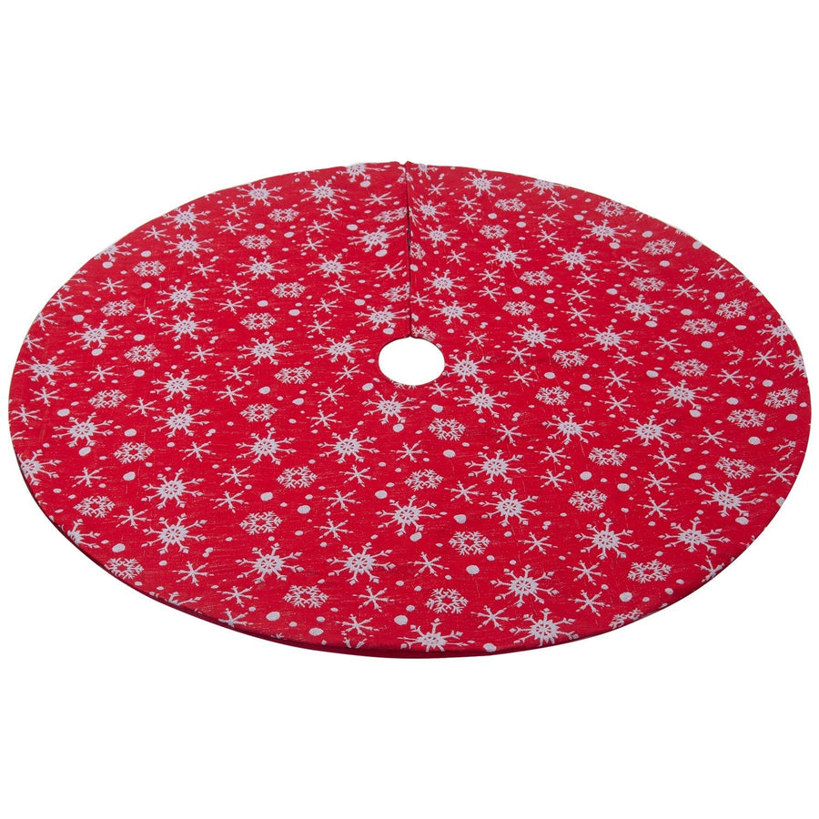 Christmas non-woven fabric white color with red outsole snowflake tree skirt 0