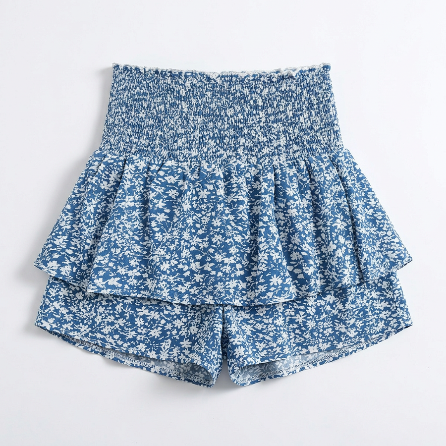 Women's Skort | Smocked Waist Ruffle Layered Mini