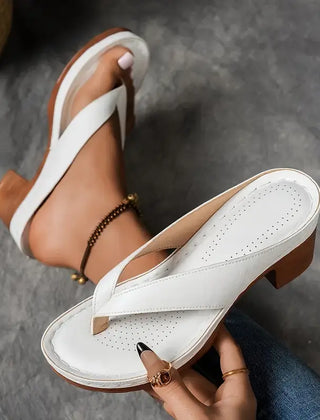 Women's Block Heel Thong Sandals Spring Heeled Flip Flops Comfortable Slip-On Toe Post Sandals