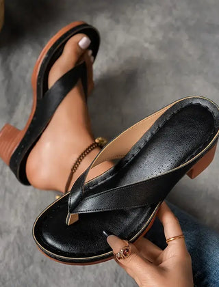 Women's Block Heel Thong Sandals Spring Heeled Flip Flops Comfortable Slip-On Toe Post Sandals