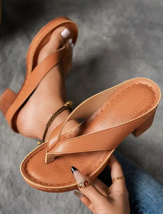 Women's Block Heel Thong Sandals Spring Heeled Flip Flops Comfortable Slip-On Toe Post Sandals