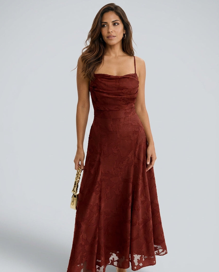 Women's Christmas Dress | Maxi Cross-Back Floral Polyester