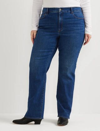 Women's high-rise bootcut jeans with five-pocket design