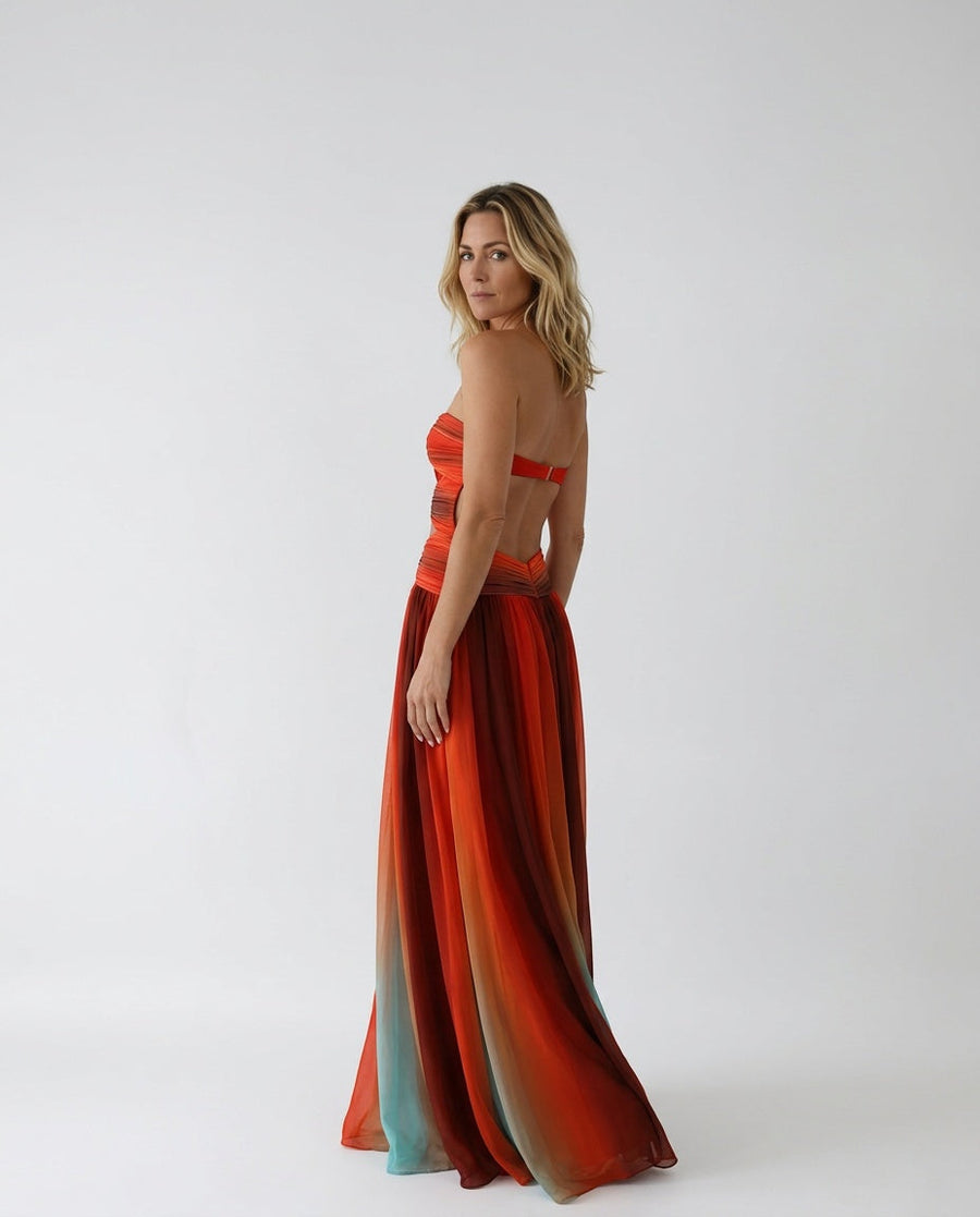 Women's Grad Dress | Maxi Strapless Corset Cutout