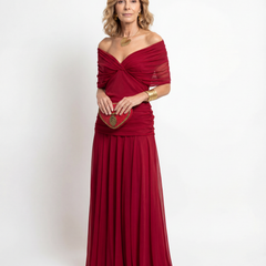 Women's Formal Dress | Off-Shoulder Maxi Crossover Ruched