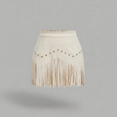 Women's Skort | Mini Length Faux Suede Fringe Detail