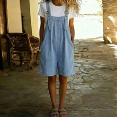 Women's Denim Shorts | Adjustable Straps Wide Leg Soft Denim
