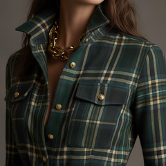 Women's Plaid Dress | Collared Long Sleeve Belted