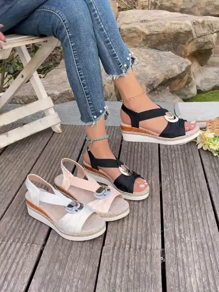 Women's Platform Sandals | Open Toe Buckle Strap Espadrille
