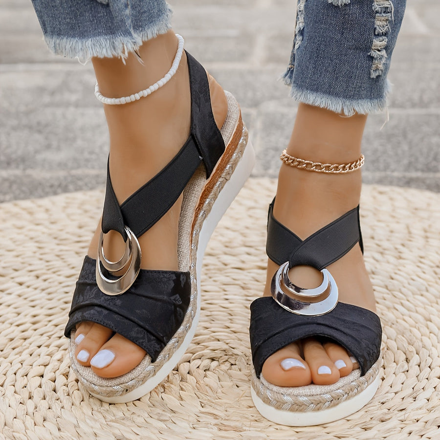 Women's Platform Sandals | Open Toe Buckle Strap Espadrille