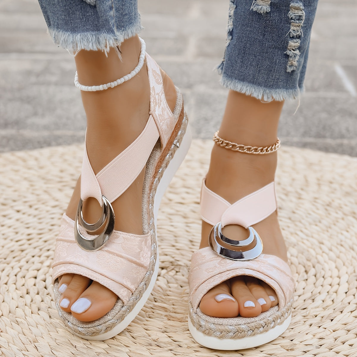 Women's Platform Sandals | Open Toe Buckle Strap Espadrille