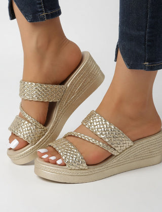 Women's Slide | Braided Straps Open Toe Platform
