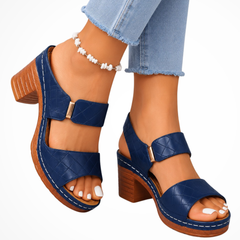 Women's Platform Heels | Open Toe Block Heel Buckle Closure