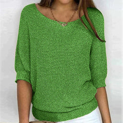 Women's Crop Top | Puffed Sleeve V-Neck Knit Relaxed Fit