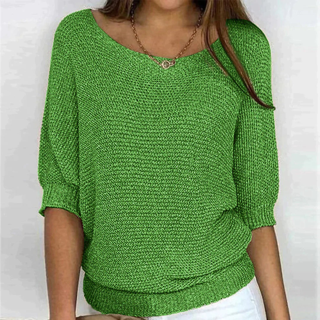 Women's Crop Top | Puffed Sleeve V-Neck Knit Relaxed Fit